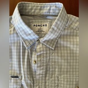 Poncho brand short sleeve button down shirt, L